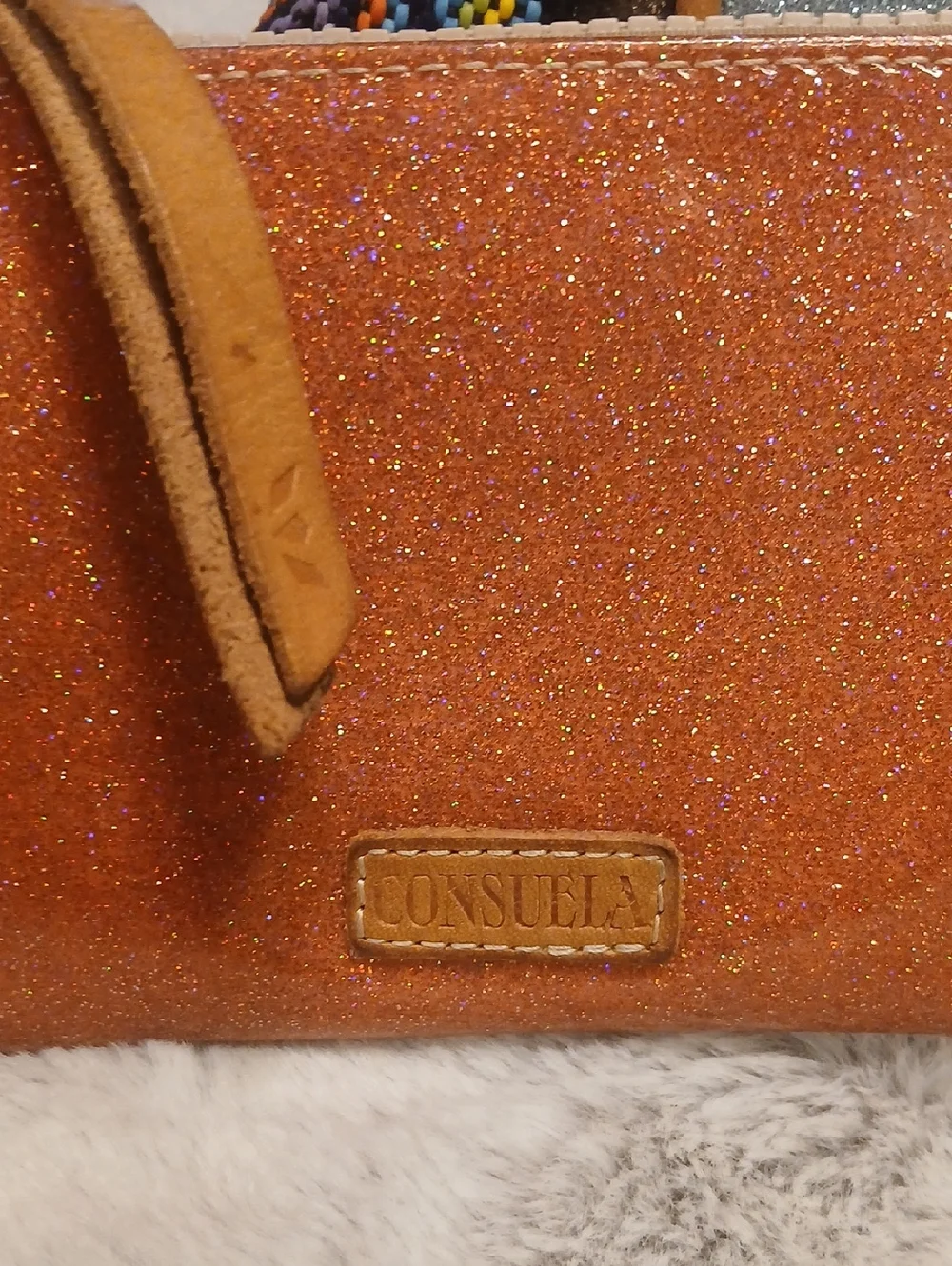 Consuela Teal Multi Parrot Embroidered Crossbody Bag with Orange Wrist 6thlet